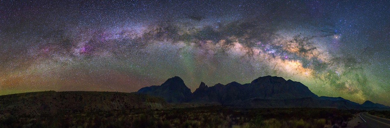 Panorama Milky way at  Big Bend National park, Texas USA. Constellation and galaxy